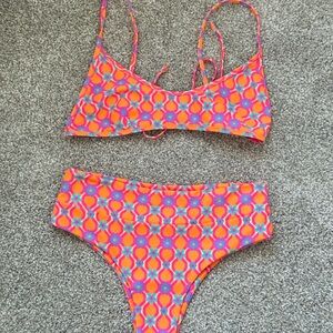 Kulani orange and floral bikini set